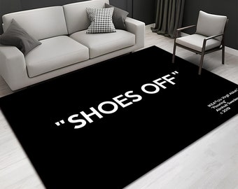 Shoes Off Rug,Sneaker Rug,Shoes Rug,Shoes Room Rug,Area Rug,Unique Rug,Hypebeast Rug,BestSeller Rug,Black Rug,Awesome Room Rug,Gift For Her