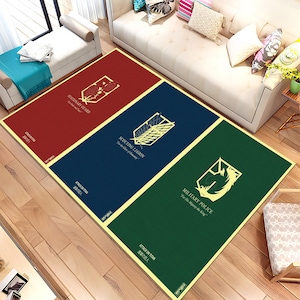 Anime Flag Rug, Titan Rug, Manga Rug, Kawai Rug, Attack Rug, Movie Rug, Movie Decor, Area Rug, Custom Rug, Gift for Her, Personalized Rug