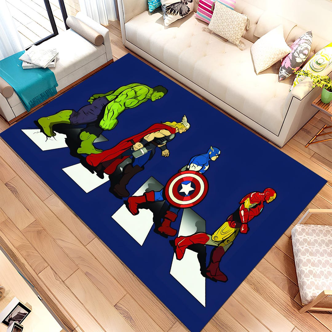 Crosswalk Themed Super Heros Rug, Marvel Characters Rug, Fantastic Rug ...