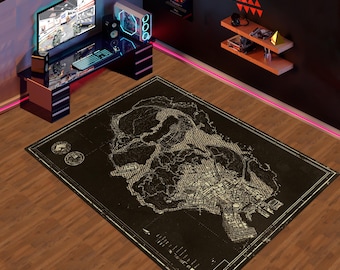 Video Game Map Rug, Action Game Map, Fantastic Game Rug, Map Rug, Cool Rugs Popular Rug, Game Room Rug, Gamer Gifts, Area Rug, Boys Room Rug