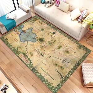 Hobbiton Karte, LOTR Teppich, Hobbit Teppich, Karte Dekor, Karte Teppich, Coole Teppich, Fantastischer Teppich, Film Dekor, Jungen Zimmer Teppich, Geschenke für Sie, Junge Teppiche