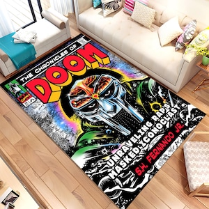MF Doom Rug - Madvillainy Comics Carpet - Rap & Comics Inspired - Vintage Cover Art - MF Doom Fan Art Mat - Soft Floor Cover,Doctor doom rug