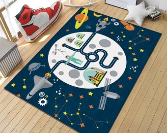 Astronaut Teppich, Planeten Teppich, Weltraum Teppich,Teppich,Kinderzimmer Teppich,Jungen Zimmer Teppich,Geschenk für Kinder,Personalisierte Geschenke