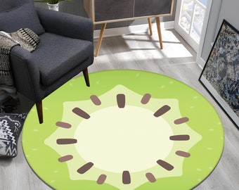 Tappeto Kiwi, Tappeto da cucina rotondo, Tappeto da sala giochi, Tappeto circolare, Decorazione di frutta, Regali per lui, Tappeto per l'asilo nido, Tappeto personalizzato, Regali personalizzati, Tappeto per area