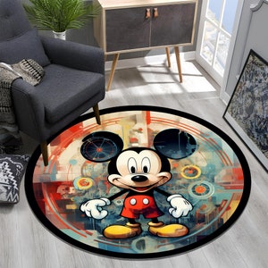 Tapis Mickey Mouse, Tapis coloré, Cadeau pour une fille, Tapis pour enfants, Tapis rond, Tapis personnalisé, Tapis pour chambre de bébé, Carpette, Tapis pour chambre d'enfants, Décoration pour chambre d'enfant, Cadeau pour les enfants image 2