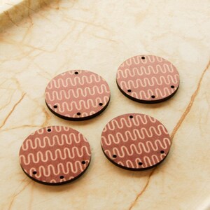 Earring Blanks - Charms - Wood - 4cm Circle - 4 Holes - Transparent print - Australiana - 129