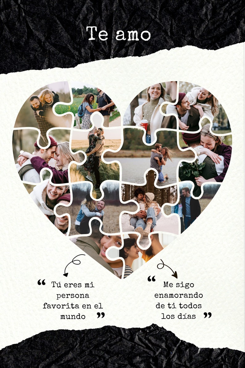 Heart Picture Puzzle Couple in Love Personalized Gift Anniversary Birthday Idea Love Boyfriend Girlfriend Wedding Married 14 photos image 1