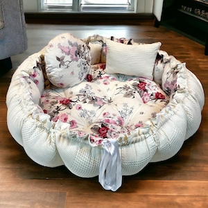 2-in-1 Dog Bed and Cat Bed/Large Cotton Bed/Cat Basket/Dog Basket/Handmade Bed/For Dogs and Cats of All Ages