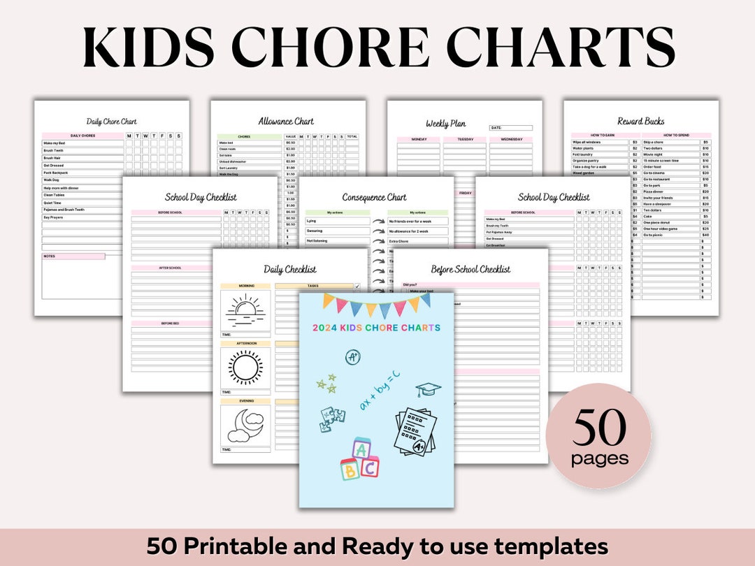 Editable Chore Chart for Kids Printable Kids Daily Weekly ...