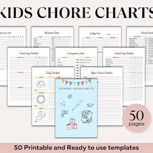 Editable Chore Chart for Kids Printable Kids Daily Weekly Responsibility Chart Kids Chore List Kids Daily Routine Checklist PDF Chore Chart