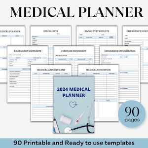 Digital Medical Planner Template Healthcare Planner Health Planner Medication Tracker Medical Canva Wellness Template Medical Planner Bundle