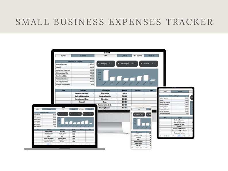 Small Business Budget Expense Tracker | Monthly Business Expense