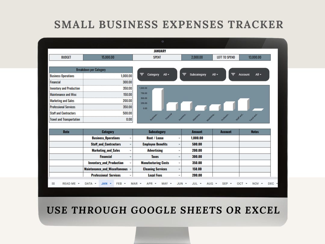 Small Business Budget Expense Tracker | Monthly Business Expense ...