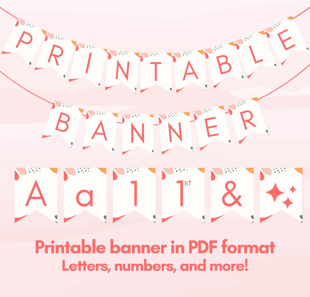 Abstract Pink Printable PDF Banner Birthday Banner, Bridal Shower, Baby ...