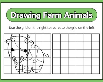 Farm Animals Grid Drawing
