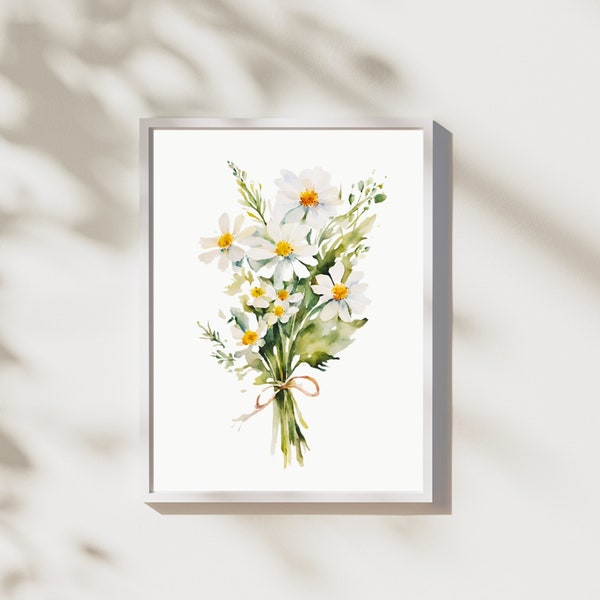 Bloemenprint, Wildflower schilderij, lente afdrukbare kunst, bloemen poster, vintage stijl wand decor, bloemen kunst aan de muur, Aquarel