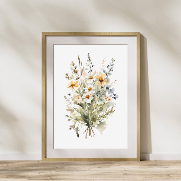 Flower Watercolor Art Print | Floral Wall Art | Soft Color Printable | Neutral Floral Poster | Aquarel Wall Print | Flowers Wall Decor