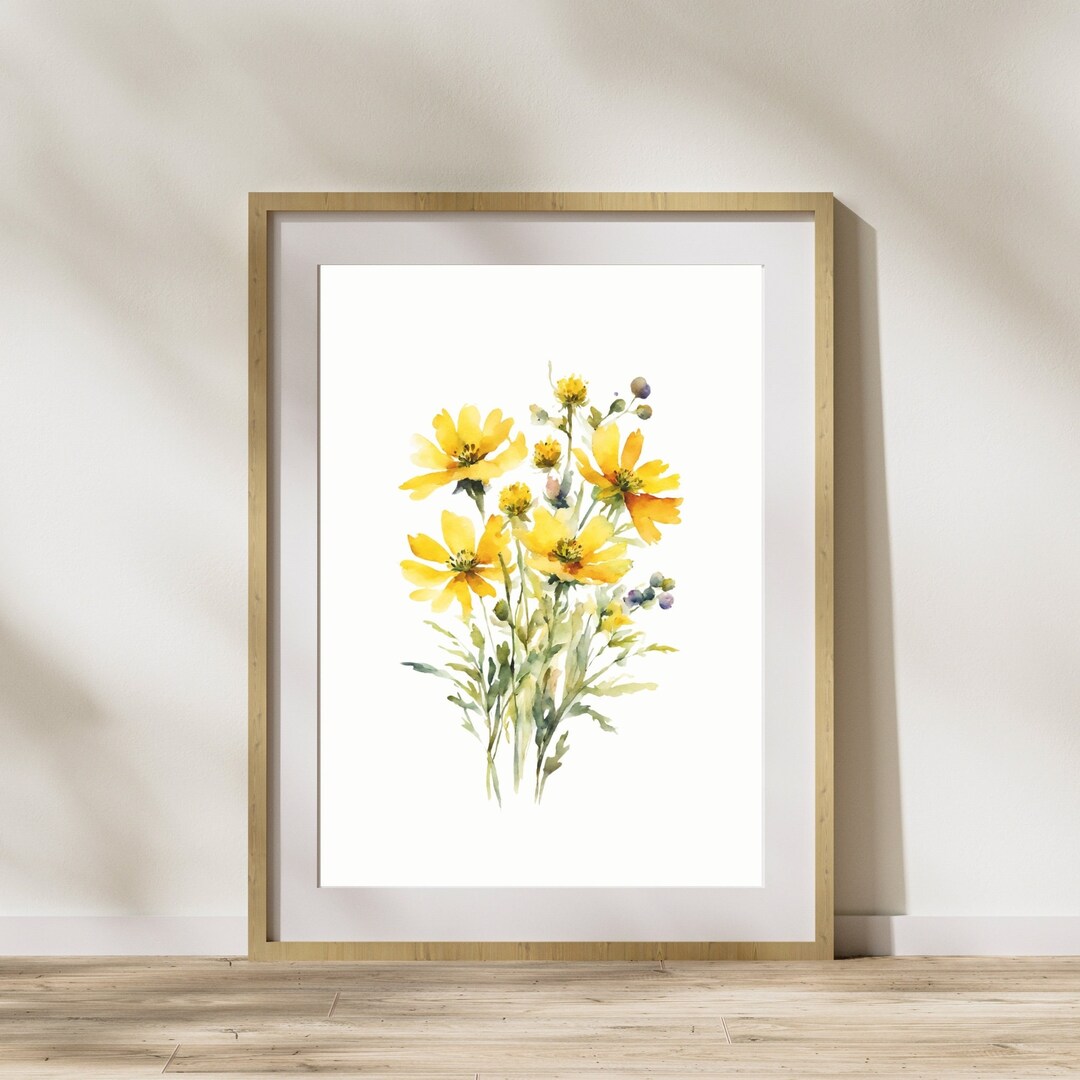 Flower Watercolor Art Print Floral Wall Art Soft Color Printable ...