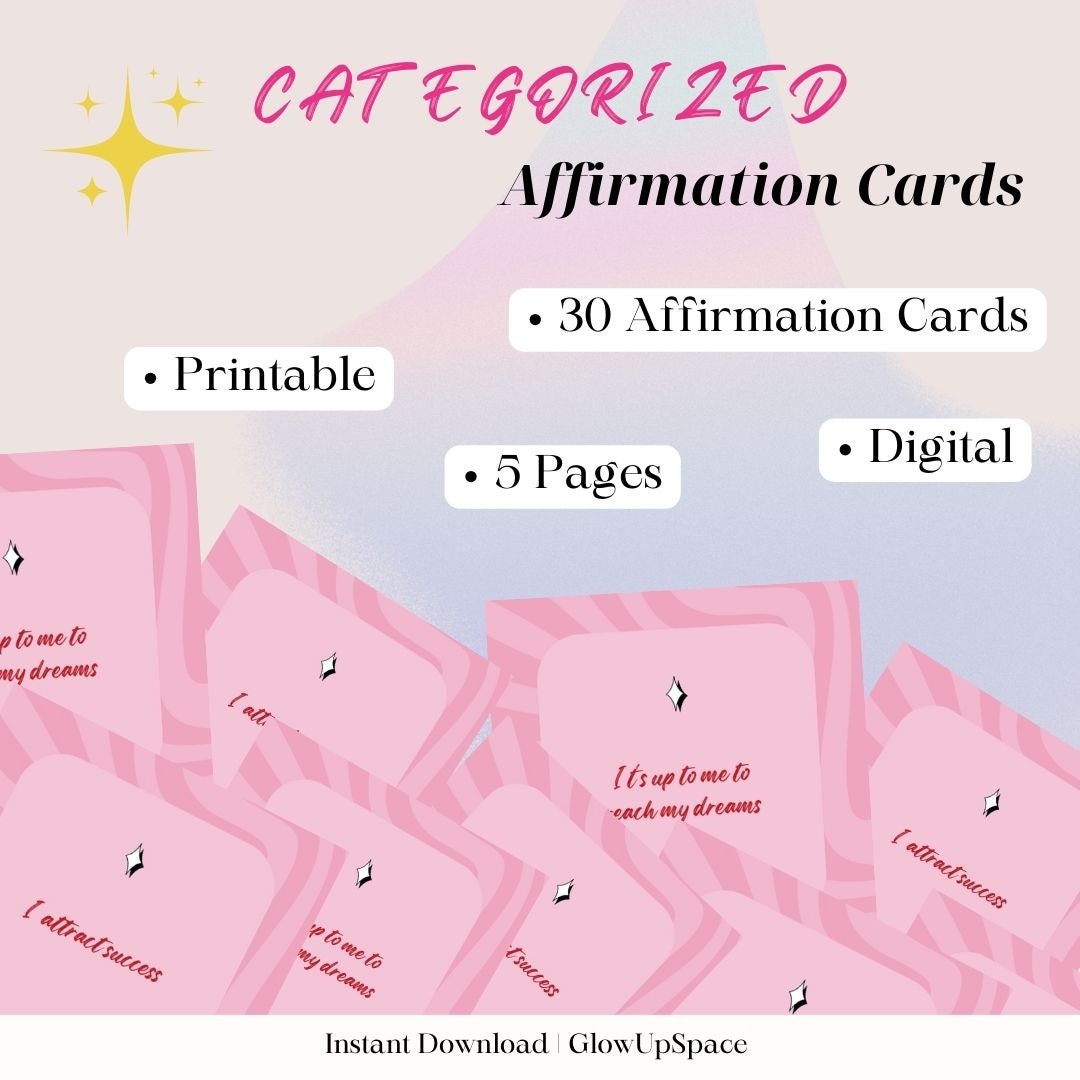 30 Categorized Digital Affirmation Cards, Nourish Your Soul: Cultivate ...
