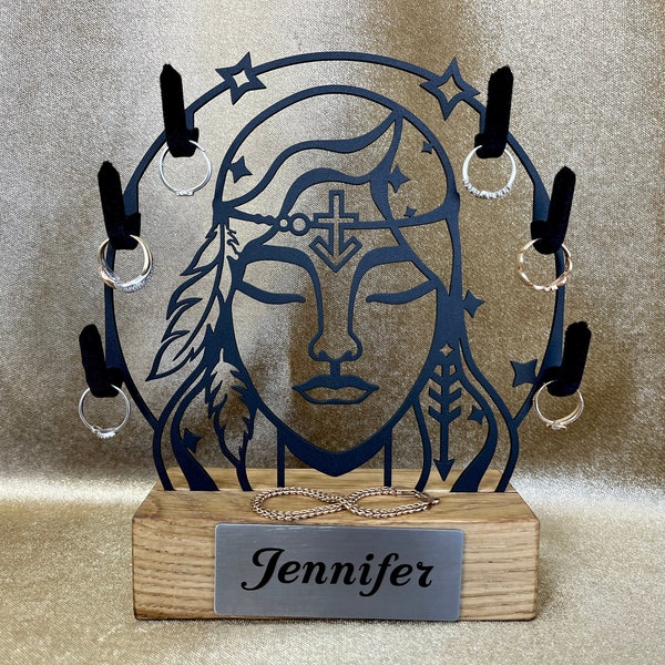 Metal jewelry stand, necklace holder, earring organizer, 21st birthday gift, unique birthday gift, face silhouette decor