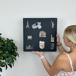Magnetic board, holder for magnets, magnet holder, awards sign, magnetic wall board, world traveler gift, travel wall decor
