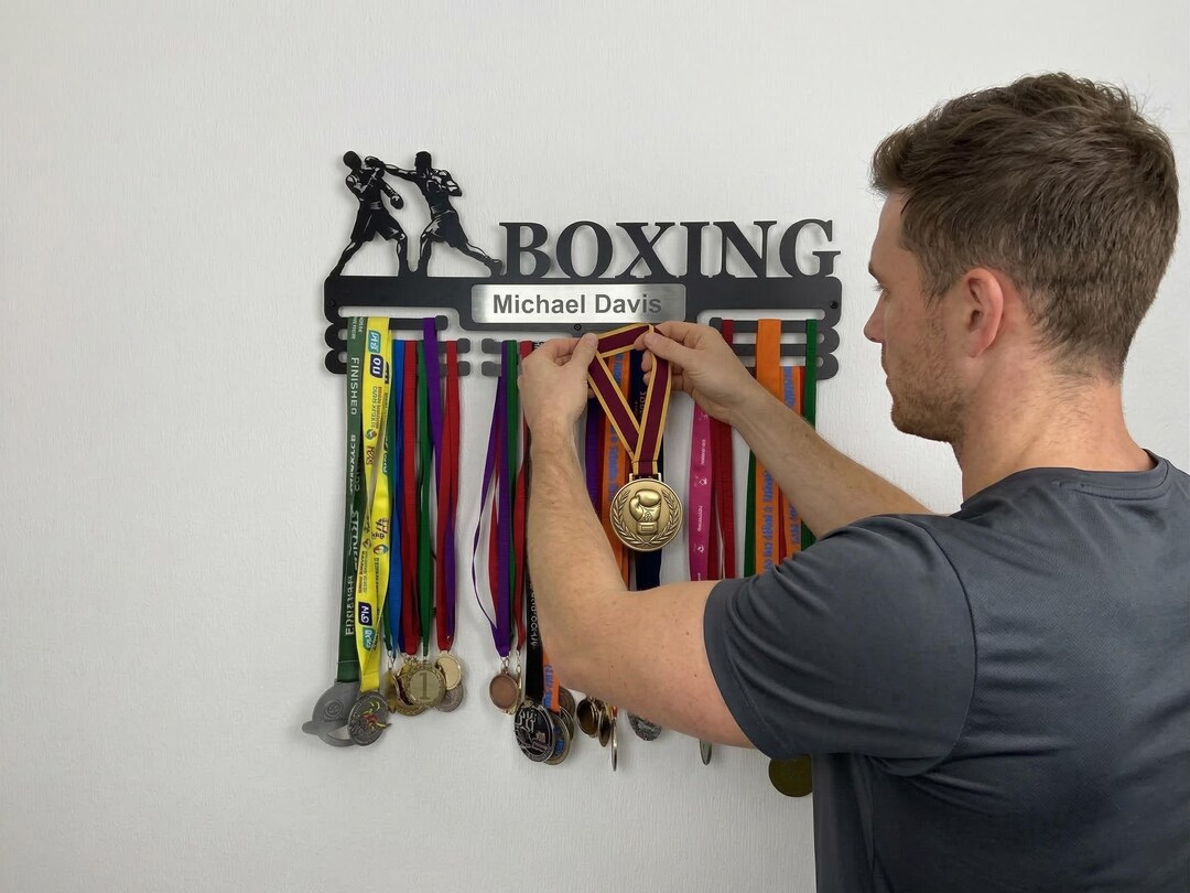 Boxing Medal Hanger Rack, Metal Sports Award Display, Athlete Wall ...