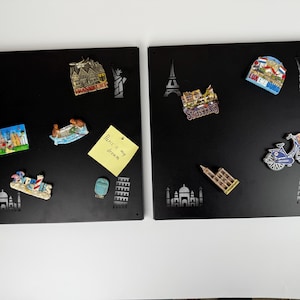 Metal magnetic vision board, travel magnet wall board, modern magnetic memo board, travel theme decor, souvenir display, fathers day gift
