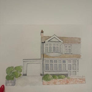 Pintura de casa / Pintura de acuarela original / Dibujo de casa / Dibujado a mano / Personalizado / Regalo de mudanza / Casa nueva / Personalizado / A partir de una foto