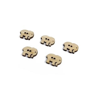 Set of 5 Elephant Design Wooden Buttons