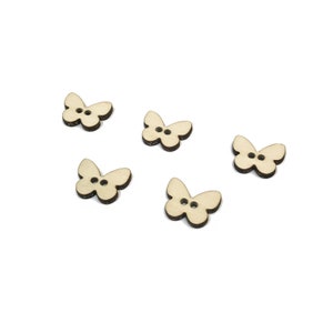 Wooden Butterfly Buttons x 5