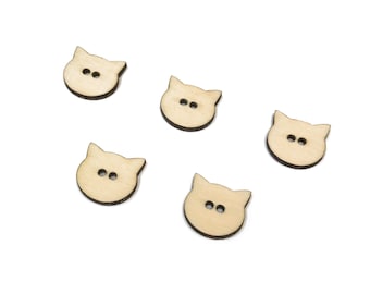 Wooden Cat Buttons x 5