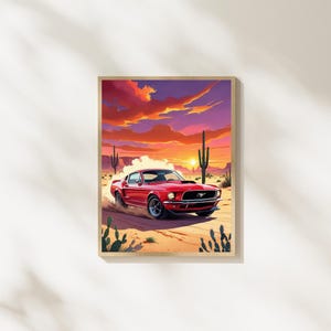 Ford Mustang Poster – Classic Muscle Car Print – American Icon Wall Art – Digital Download – Garage or Man Cave Decor
