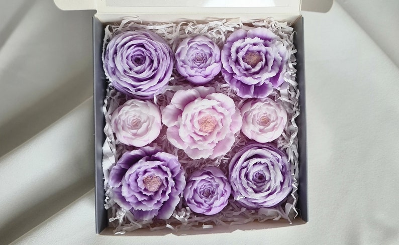 Ready as a gift, Mother's Day gift, Decorative soap, Flower soap, Decorative soap in a box, Soap in a box, Bathroom Decor, Soap flower set image 3