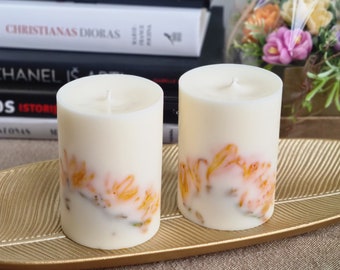 Handmade candle, Dried flower candle, Gift idea, Birthday gift, Interior decor, Soy wax candle,  Ready as a gift, Vegan, Relaxation gift