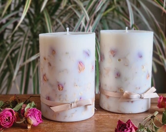 Handgemachte Rose Soja Wachs Kerzen Set, Botanische Innendekoration