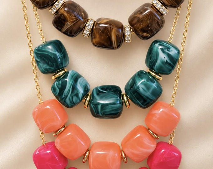 Cube bead necklace - Several colors available - Choose yours! A perfect birthday gift!
