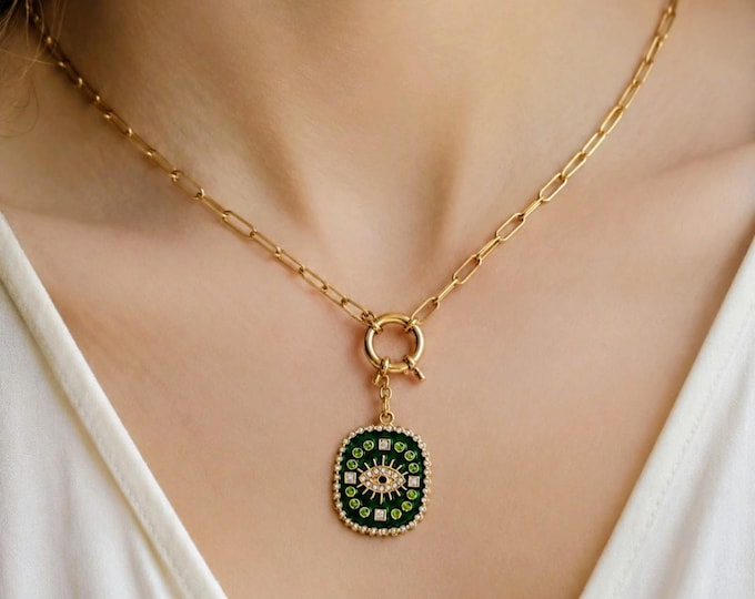 304 Stainless Steel Pendant Necklace, Waterproof, Anti-tarnish, Hypoallergenic, 18K Gold Plated