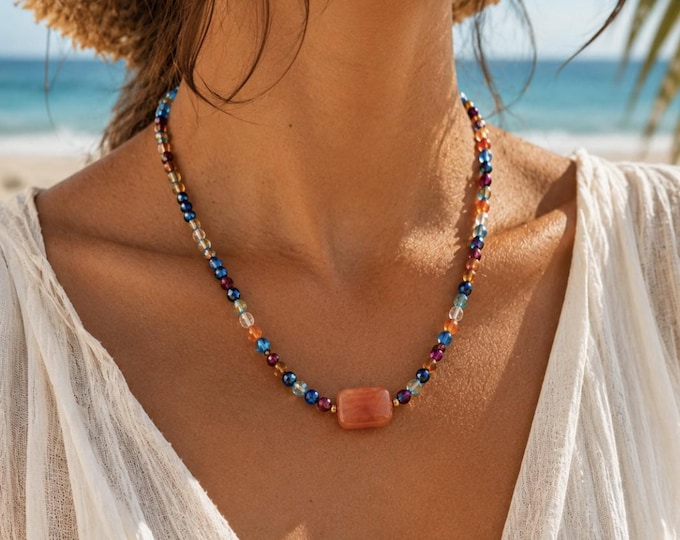 Necklaces made of faceted rondelle beads, luminous and elegant. Gift for women - Minimalist jewelry -