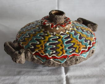 Vintage glazed terracotta vase, 1950