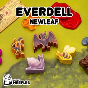 Everdell Newleaf  Meeple Stickers – 64 Laminated Fan-Made Labels Board Game Upgrade Hand-Drawn Art