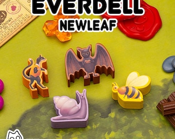 Everdell Newleaf  Meeple Stickers – 64 Laminated Fan-Made Labels Board Game Upgrade Hand-Drawn Art