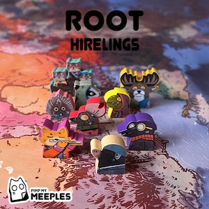 Root Hirelings Meeple Stickers – Laminated Labels Root Hirelings Game Fan-Made Upgrade Hand-Drawn Board Game Accessory