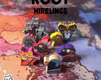 Root Hirelings Meeple Stickers – Laminated Labels Root Hirelings Game Fan-Made Upgrade Hand-Drawn Board Game Accessory