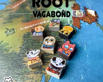 Root Vagabond & Ronin Meeple Stickers – 18 Laminated Labels Marauder Game Fan-Made Upgrade Hand-Drawn Board Game Accessory