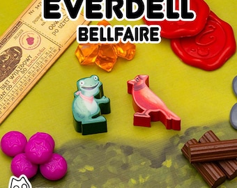 Everdell Bellfaire Meeple Stickers – 28 Laminated  Fan-Made Labels Board Game Upgrade Hand-Drawn Art