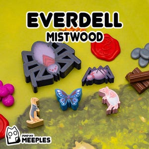 Everdell Mistwood Meeple Stickers – 70 Laminated Fan-Made Labels Board Game Upgrade Hand-Drawn Art