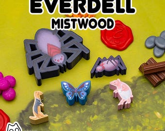 Everdell Mistwood Meeple Stickers – 70 Laminated Fan-Made Labels Board Game Upgrade Hand-Drawn Art