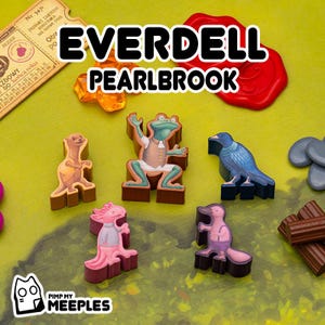Everdell Pearlbrook Meeple Stickers – 66 Laminated Double-Sided Fan-Made Labels Board Game Upgrade Hand-Drawn Art