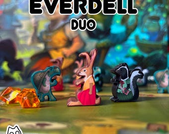 Everdell Duo  – Laminated Fan-Made Labels Board Game Upgrade Hand-Drawn Art