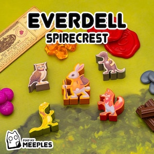 Everdell Spirecrest  Meeple Stickers – 102 Laminated Double-Sided Fan-Made Labels Board Game Upgrade Hand-Drawn Art